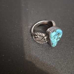 Sterling Silver Turquoise Statement Ring - Blue Green Stone
